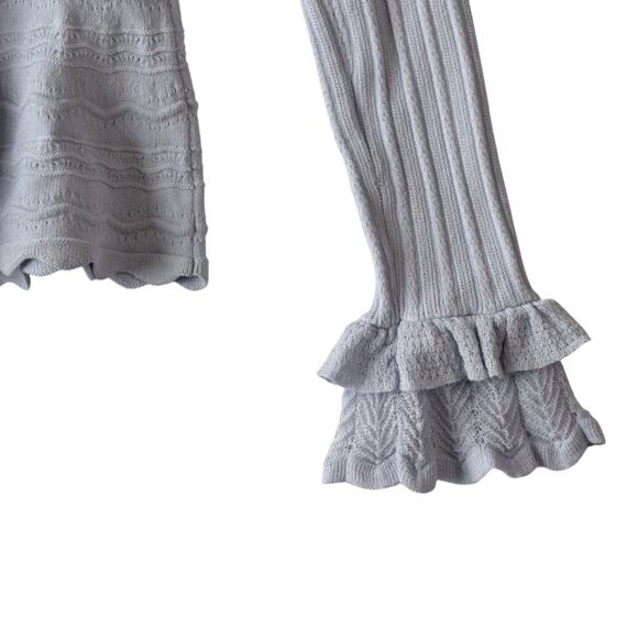 Jonathan Simkhai Light Pastel Blue Knit Off The Shoulder Ruffle Top Size Medium - Picture 7 of 7